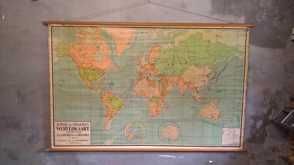 Origineel abces Integreren Oude wereldkaart, schoolplaat XL wereld,vintage wandkaart!! | Als Nieuw